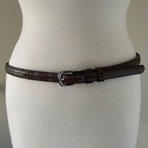 Brown Embossed Leather Skinny Trousers Belt